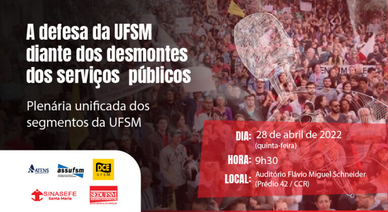 Defesa da UFSM é tema de Plenária Unificada que ocorre nesta quinta, 28